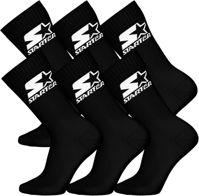 STARTER Crew Socks - 6-pack - Zwart - Maat 35/38