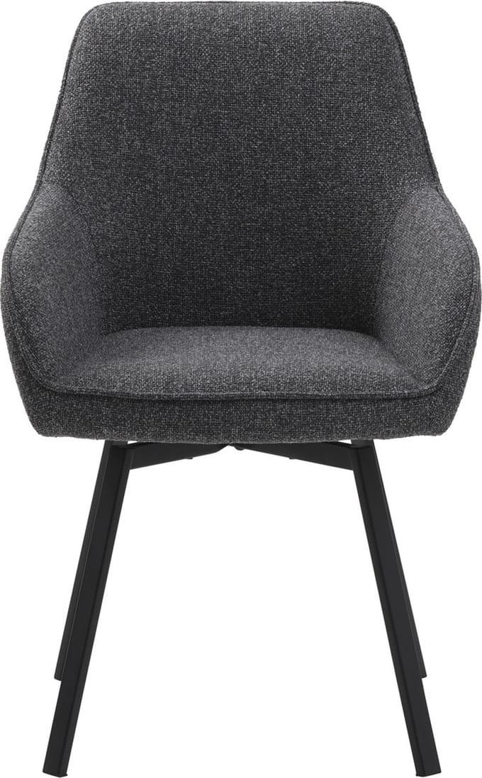 Giga Living Eetkamerstoel Alma - Donkergrijs Draaibaar - Metaal & Polyester - Set van 2