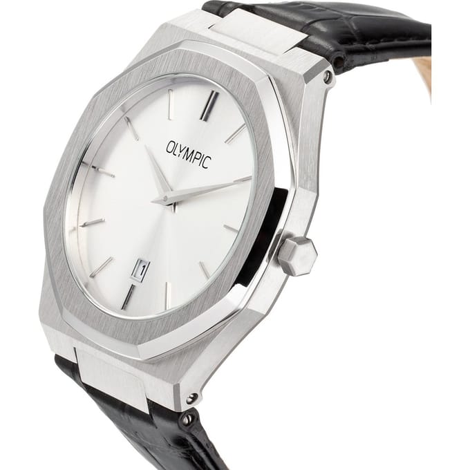 Olympic OL66HSL011 Terni Horloge - Leer - Zwart - 40mm