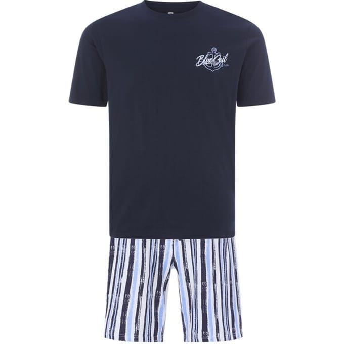 Jan Vanderstorm herren Korte Pyjama - 60/62 - donkerblauw - Plus Size