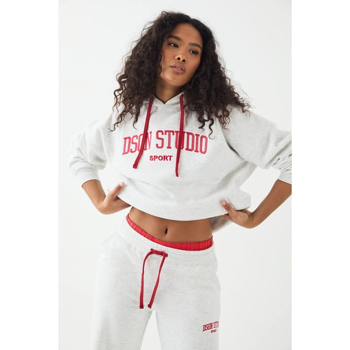 Dames DSGN Studio Geborduurd Oversized Hoodie | Ash Grey | Maat: XL