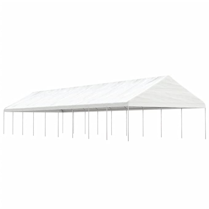 vidaXL Prieel met dak 20,07x5,88x3,75 m polyetheen wit