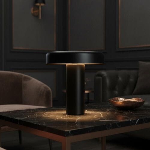LUSENZ Arcene - Retro Zwarte Tafellamp Metaal 30 cm - Dressoir lamp - E14 fitting - Mat - Gecoat metaal - Met aan/uit-schakelaar