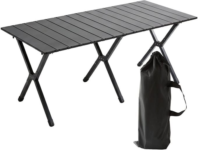 Campingtafel inklapbaar - 120 x 60 cm - hoogte verstelbaar - zwart