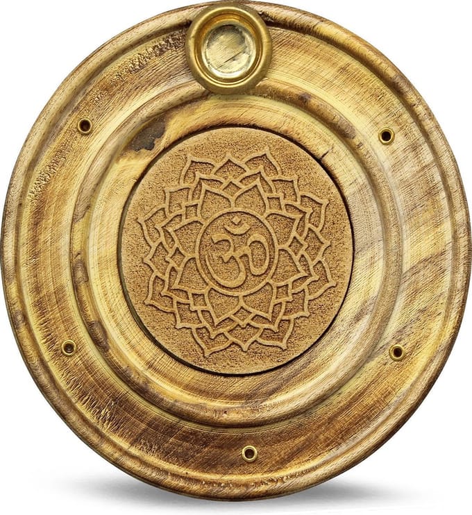 Houten Wierookhouder Kegelwierook brander Kroon Chakra 10 cm