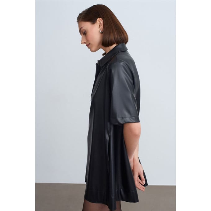 Luxe Fit Faux Leather Mini Shirtjurk