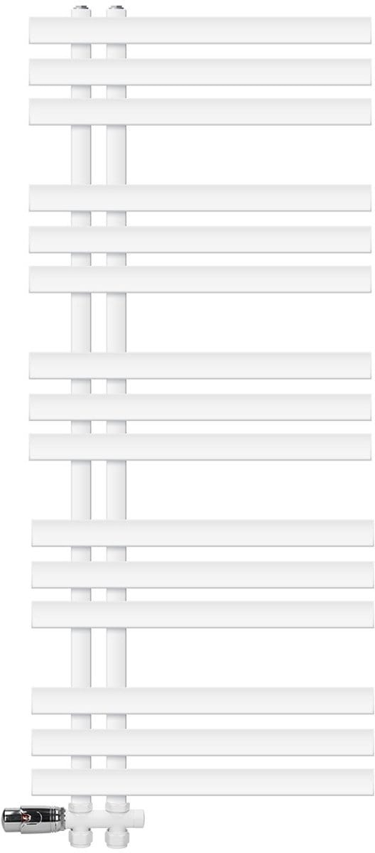 Badkamer radiator middenaansluiting 500x1200 mm wit met onderaansluitset LuxeBath