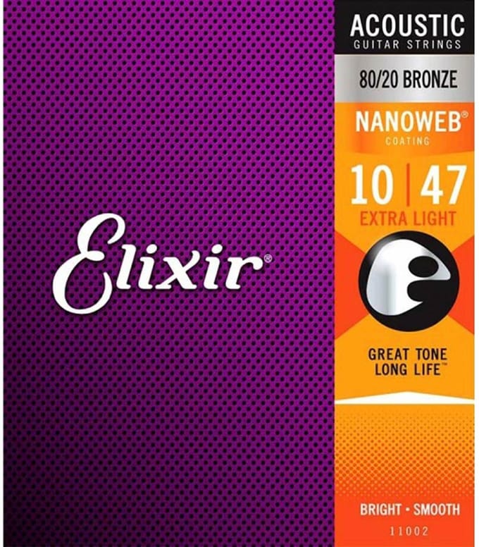 Elixir EL-11002 snaren set acoustic coated 80/20 bronze, extra light, 010-014-023-030-039-047