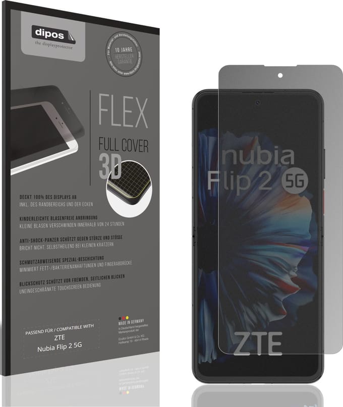 dipos FLEX – Matte Privacy Screenprotector geschikt voor ZTE Nubia Flip 2 5G | Volledige Schermbescherming | Case-Friendly