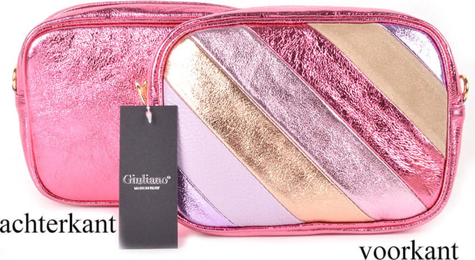 Giuliano Metallic Rainbow tas - Roze - made in Italy
