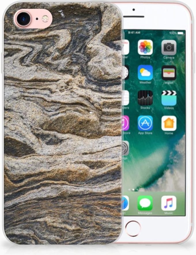 Back Cover voor iPhone SE 2022 | SE 2020 | 8 | 7 TPU Siliconen Hoesje Steen