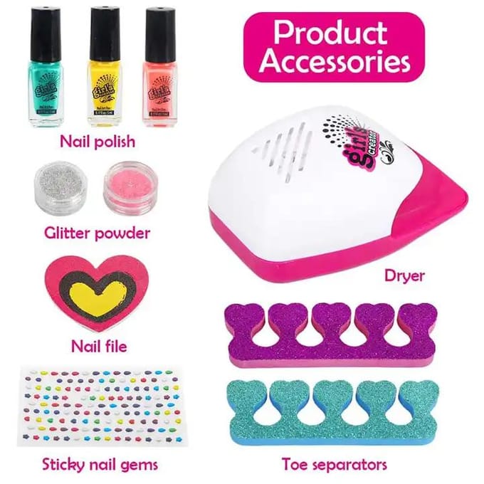 Kit de manucure Enfant avec sèche-ongles - Idéal pour cadeau - Manualité en famille Taille unique blanc