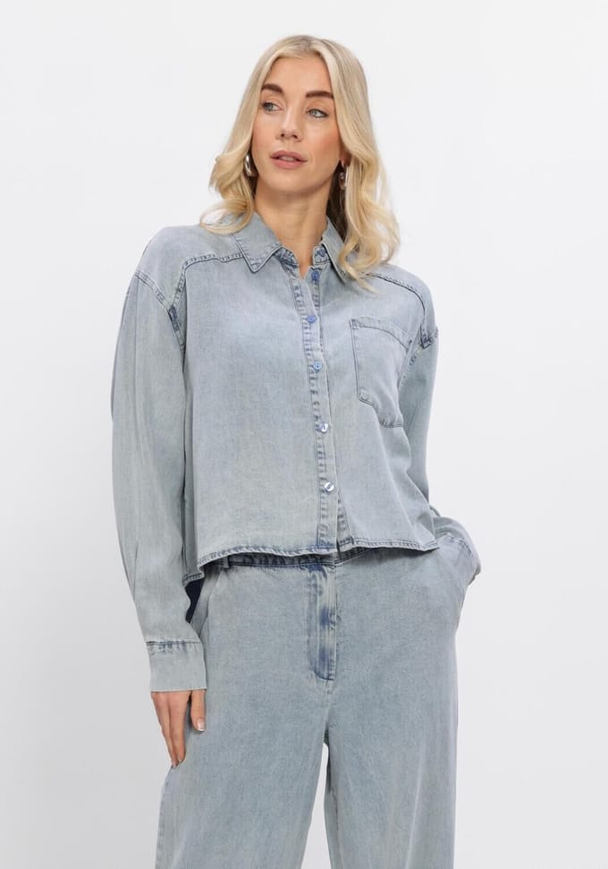 Simple Blouse Dames - Jurken - Lichtblauw - Maat L