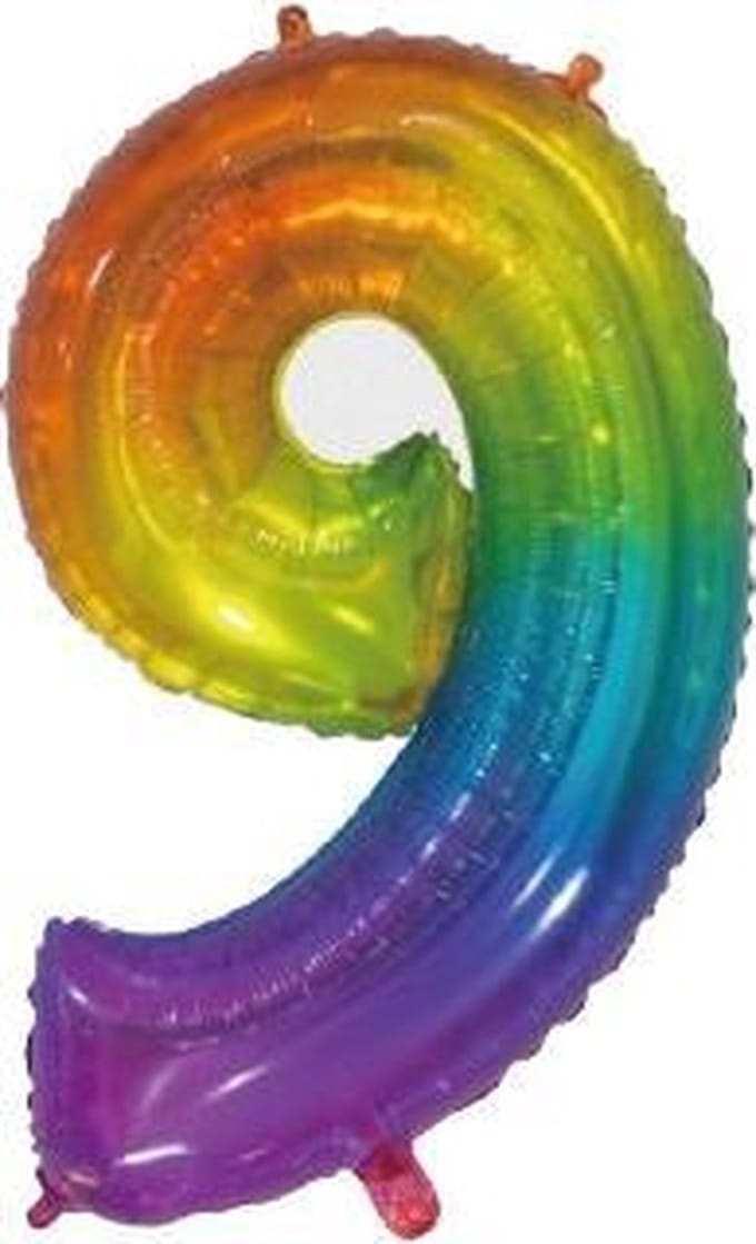 Wefiesta Folieballon Nummer 9 66 Centimeter Regenboog