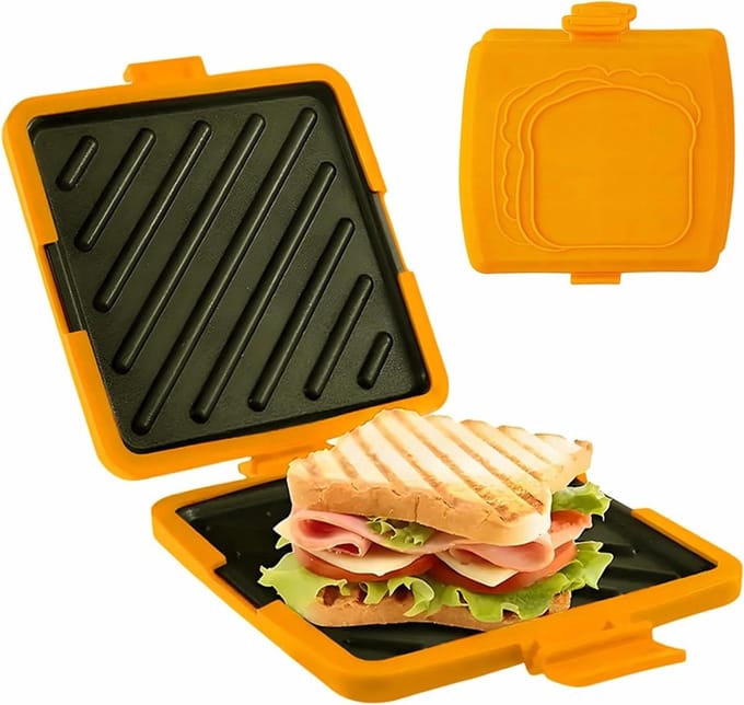 Sandwich Maker - Keuken Gadget - Ontbijt Snacks - Magnetron Verwarming - 17 cm Breed - Oranje