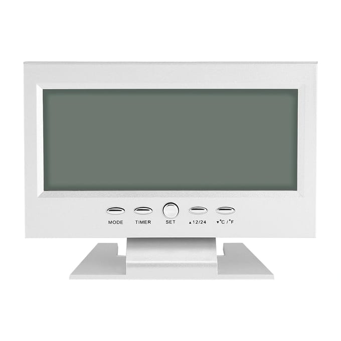 LCD Digitale Geluidssensor Tafel Bureau Wekker met Kalender en Temperatuurweergave Zilver