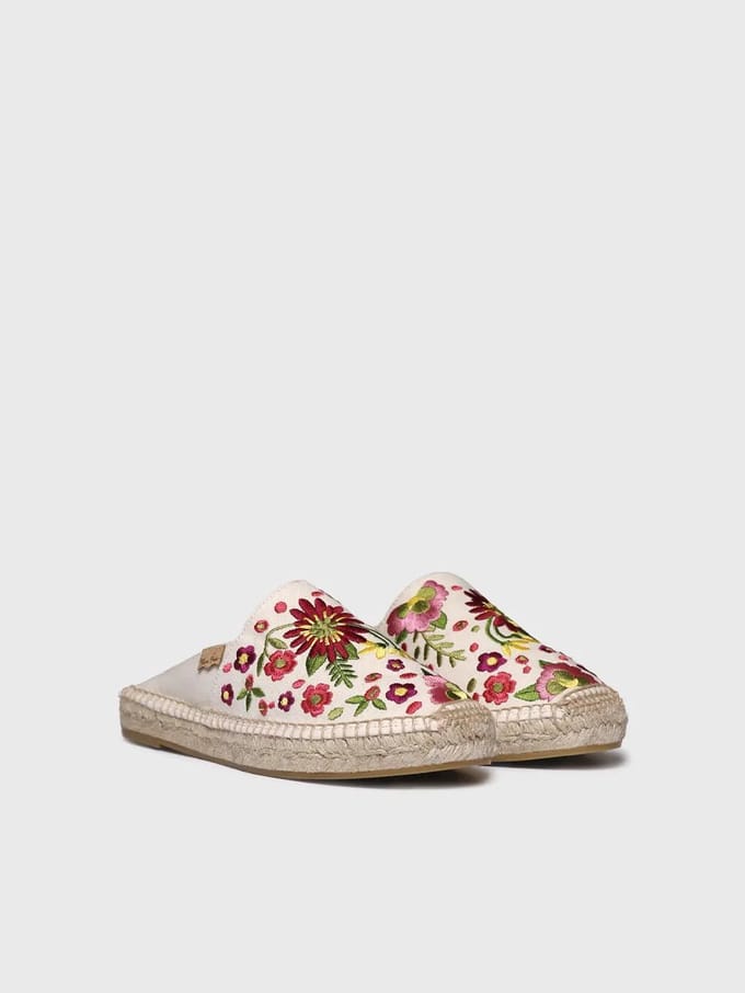 Damesmuiltjes/espadrilles met bloemenborduurwerk | ROVIRA