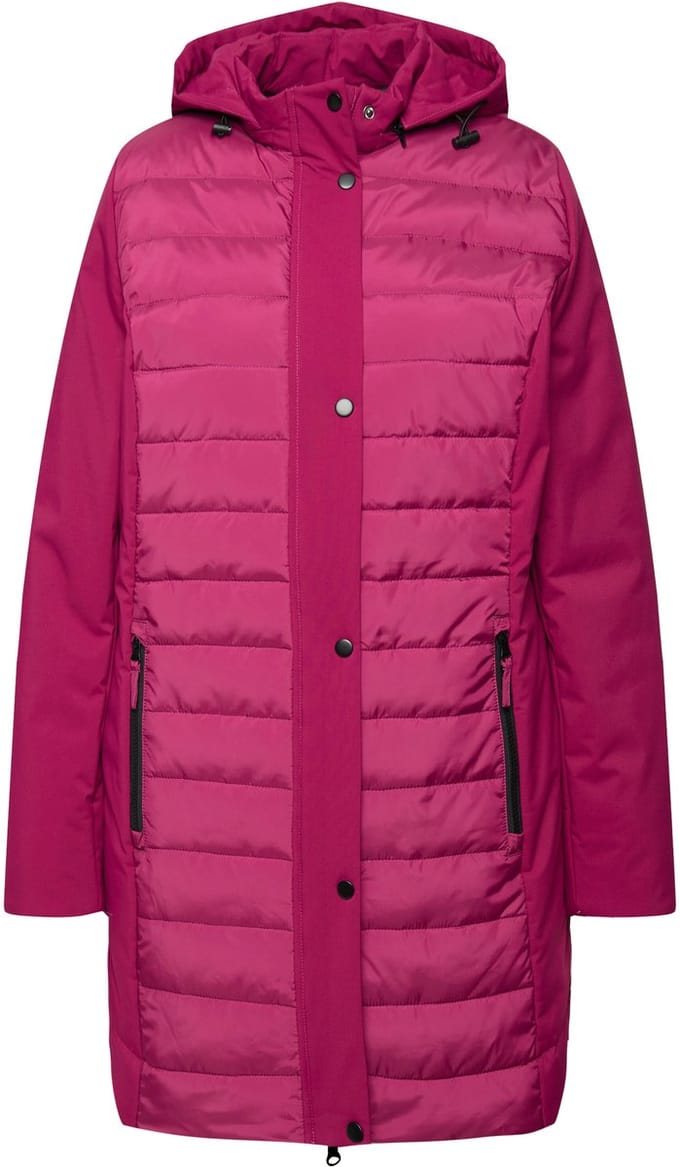 Ulla Popken - Dames - HYPRAR hybride jas stiksel/softshell opstaande kraag - Robijn - Maat 46+