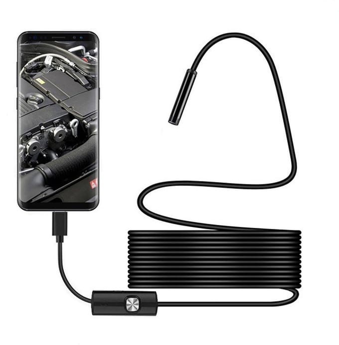 Oneay 5,5mm Type-C endoscoop camera 5m – Inspectiecamera met 6 LED’s voor Android, Windows en Mac