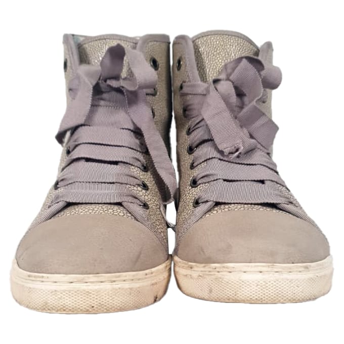 Lanvin hoge sneakers met textuur in beige leer