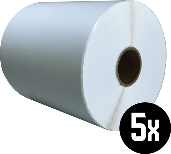 DULA Compatible Zebra Labels 103x199mm - 250 etiketten per rol - kern 25mm - Wit- Permanent - 5 rollen
