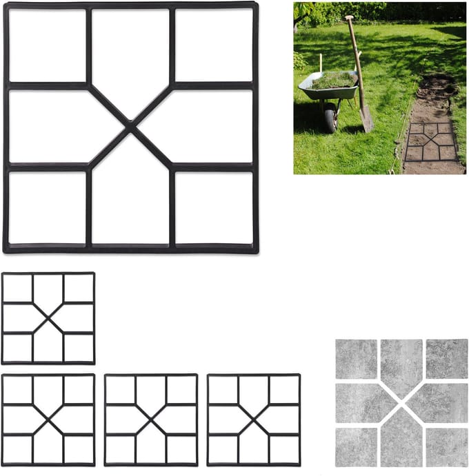 5x tuinpad mal - vierkant - stoeptegel betonvorm - 40 x 40 - tuinpadmal