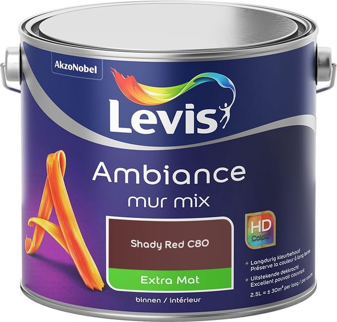 Levis - Ambiance Mur Extra Mat Mix - Shady Red C80 - Mengverf - 2,5 L
