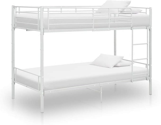 Stapelbed van metaal voor kinderen, wit, 90 x 200 cm