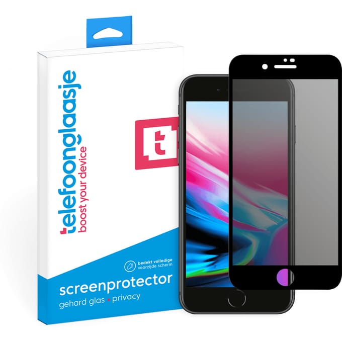 iPhone SE (2020) Privacy screenprotector gehard glas Edge to Edge