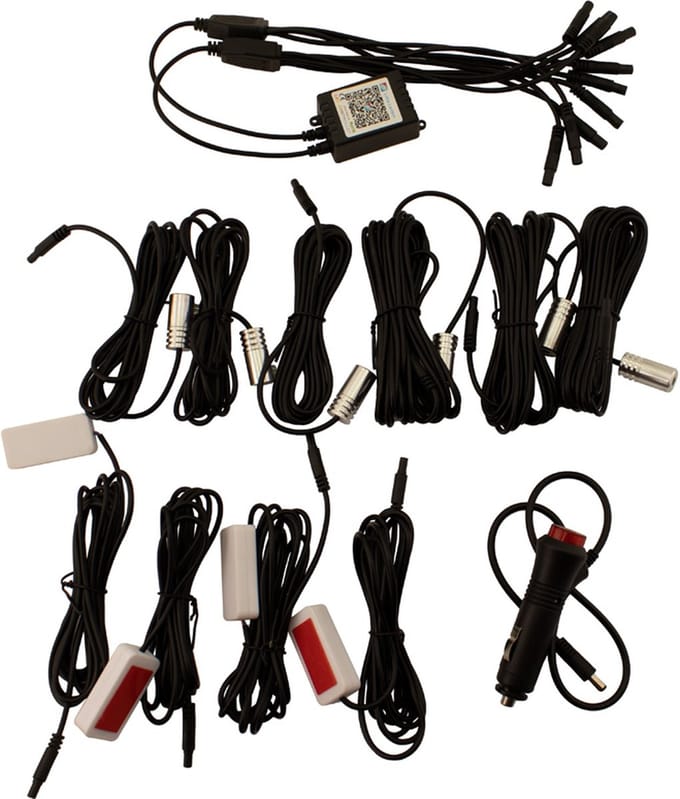 AutoStyle 10-Delige Multi-Color LED Interieur Sfeerverlichting met App Bediening & 8-meter Optical Fiber