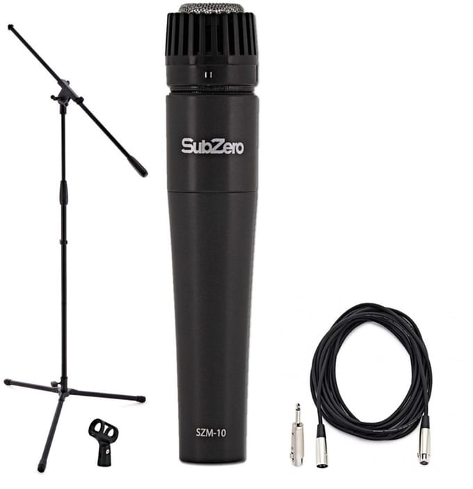 SubZero Dynamische Instrumentmicrofoon met Kabel en Microfoonstandaard