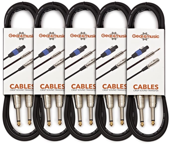 Set van 5 Jack Instrumentkabels, 3 m