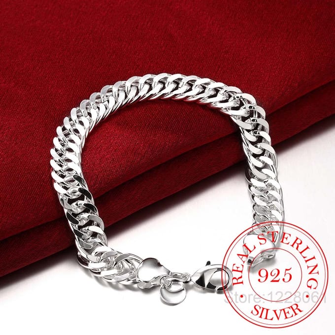 Dames Heren Mode Armband in Sterling Zilver black