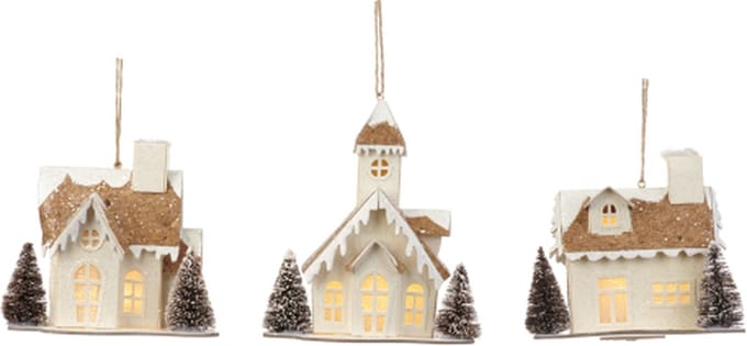 Goodwill - Kersthanger - kunststof;papier - crème - D10 x H14 cm - 3 stuks