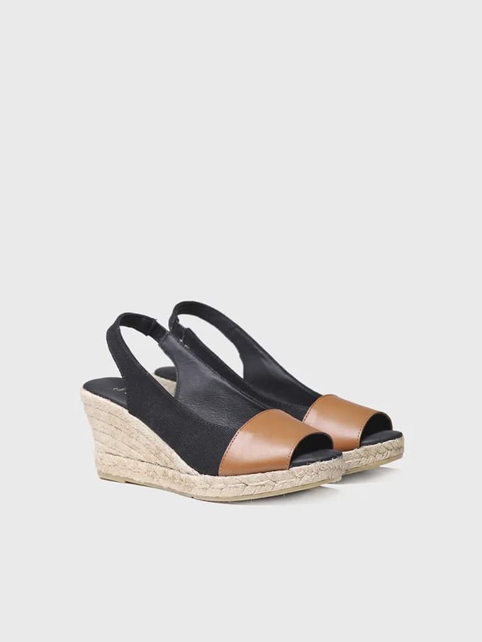 Espadrilles met sleehak en leren details | MARINEBLAUW