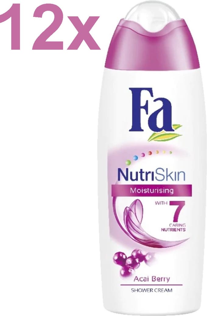 Fa - NutriSkin - Acaiberry - Moisturizing - 12x 250ml - Douchecrème - Voordeelverpakking