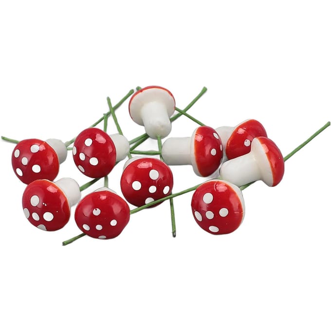 40 STKS Paddenstoel Miniatuur Decoratie Plastic Paddenstoel Pot Micro Landschap Decoratie red
