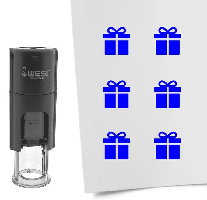 CombiCraft Stempel cadeau 10mm rond blauwe inkt - per 1 stuk