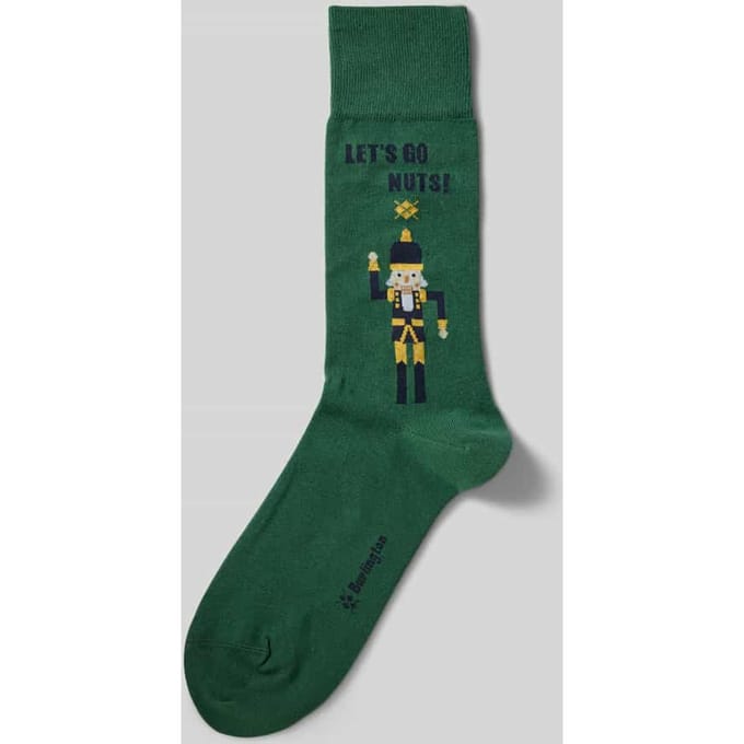 Burlington Nutty Nutracker gedessineerd katoen sokken heren groen - maat 40-46