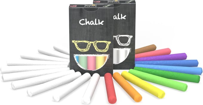 MagPaint - Schoolbordkrijt - Wit & Kleur - Set van 20