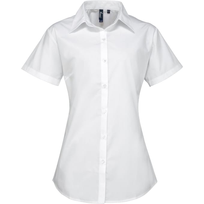 Premier Dames/dames Supreme Heavy Poplin Short Sleeve Work Shirt (Wit)
