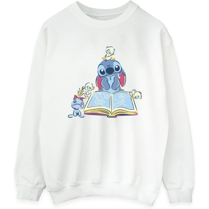 Disney Dames/Dames Lilo & Stitch Boek Lezen Sweatshirt (Wit)