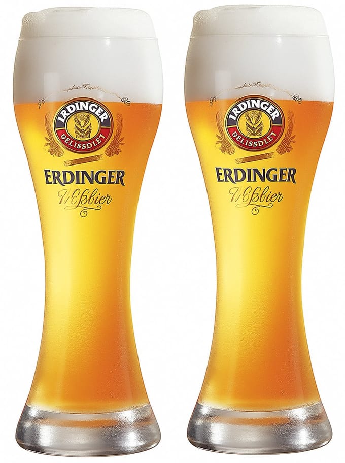 Erdinger Weizen Bierglazen - 500 ml - Set van 2 - Vaatwasserbestendig