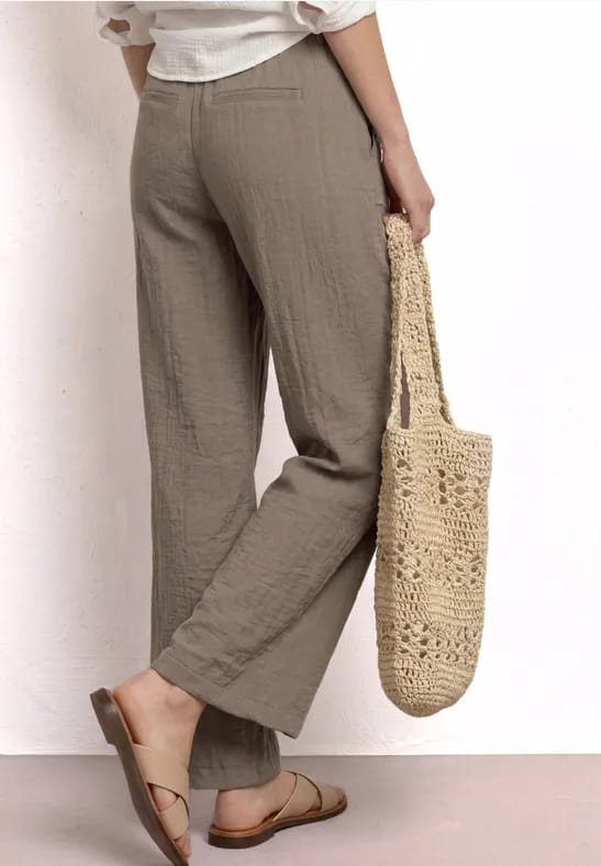 Wide Legs broek met riem in casual pasvorm