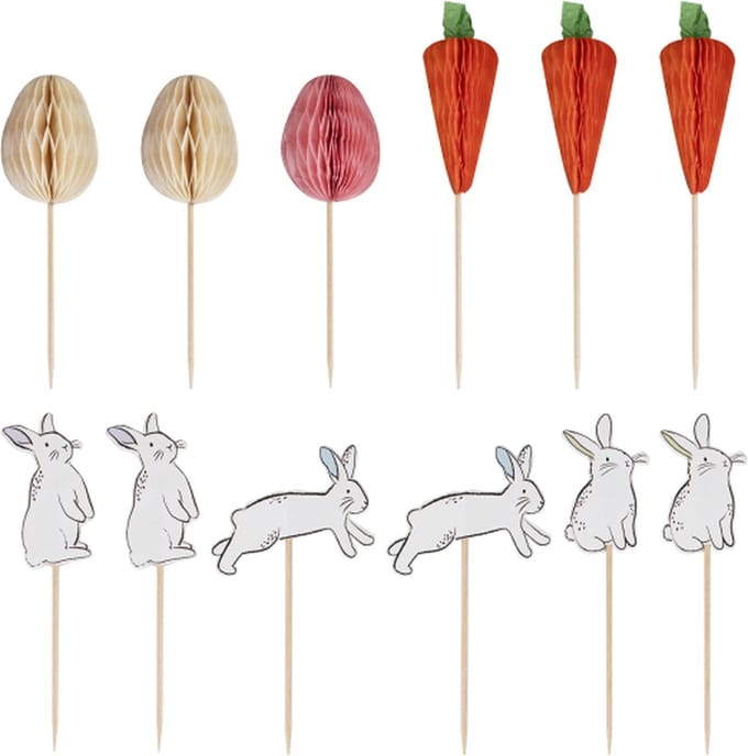 Ginger Ray - Paas cupcake toppers - 12 stuks 3 designs