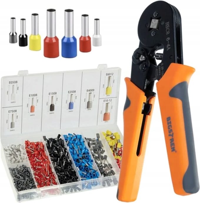 Krimptang + kabelschoentjes set - 1200 stuks