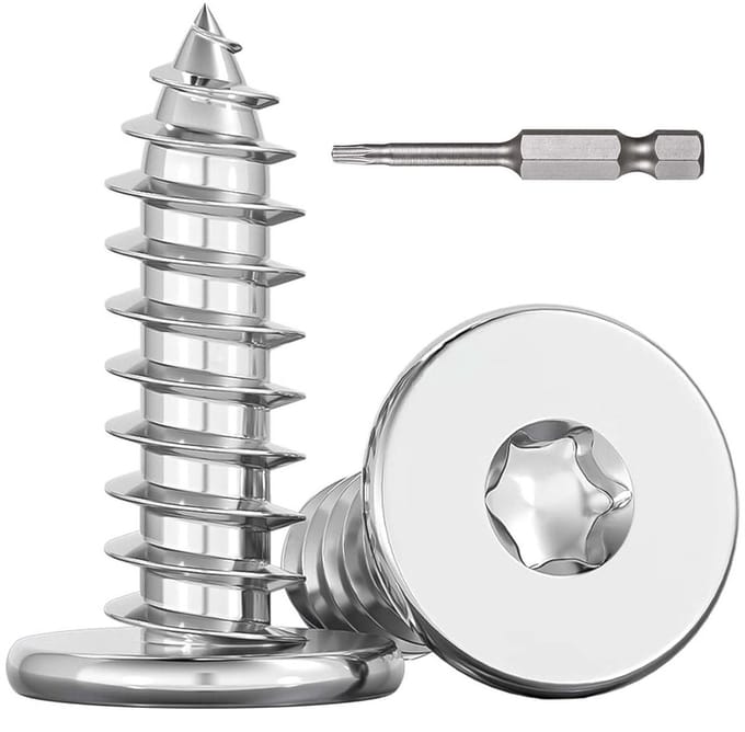 SnelShoppen - 100 Stuks Torx Houtschroeven M4x30mm Platkop RVS A2 V2A Zelfborend Voldraad met Schroevendraaier Bit voor Houtverbindingen Buiten
