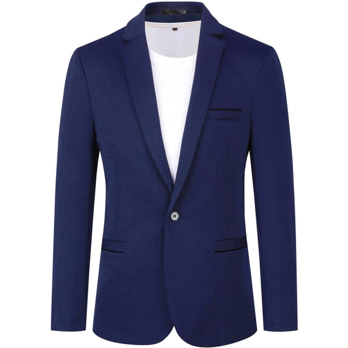 Heren colbert slim fit jas zakelijk dagelijks blazer donkerblauw