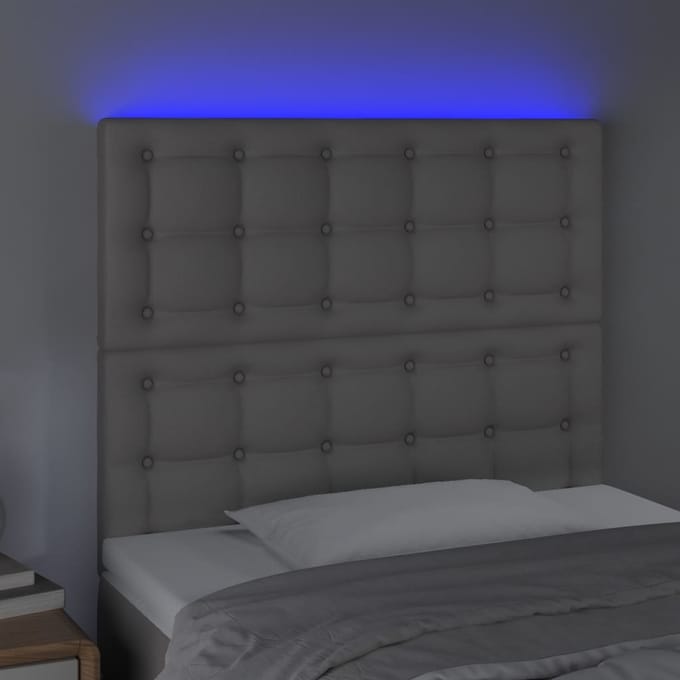 vidaXL - Hoofdbord - LED - 80x5x118/128 - cm - kunstleer - grijs
