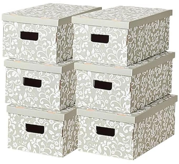 Bloemen Decoratieve Kartonnen Opbergdozen Set van 6 - Multi-Colour, 51 x 29 x 20 cm